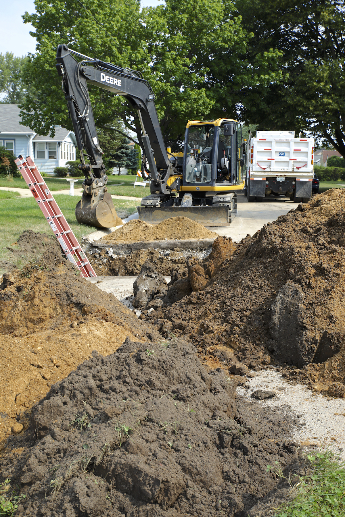 Excavation is required to replace lead service lines on private property.